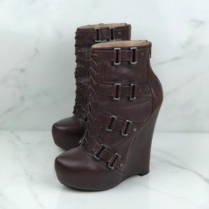 Alejandro Ingelmo Wine Burgundy Wedge Boots 39